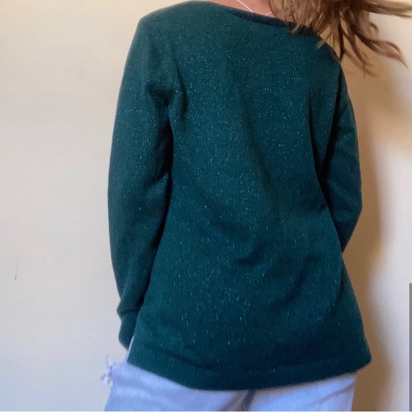 Old Navy Emerald Green Sparkly V Neck Sweater LIKE NEW! - Picture 6 of 8
